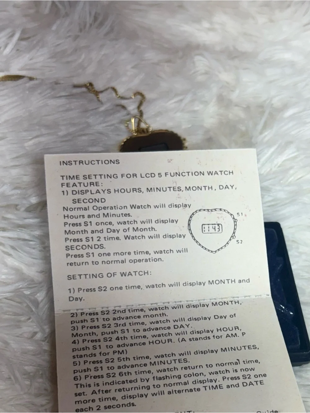 Vintage Gold Heart Pendant Necklace - Quartz Accent